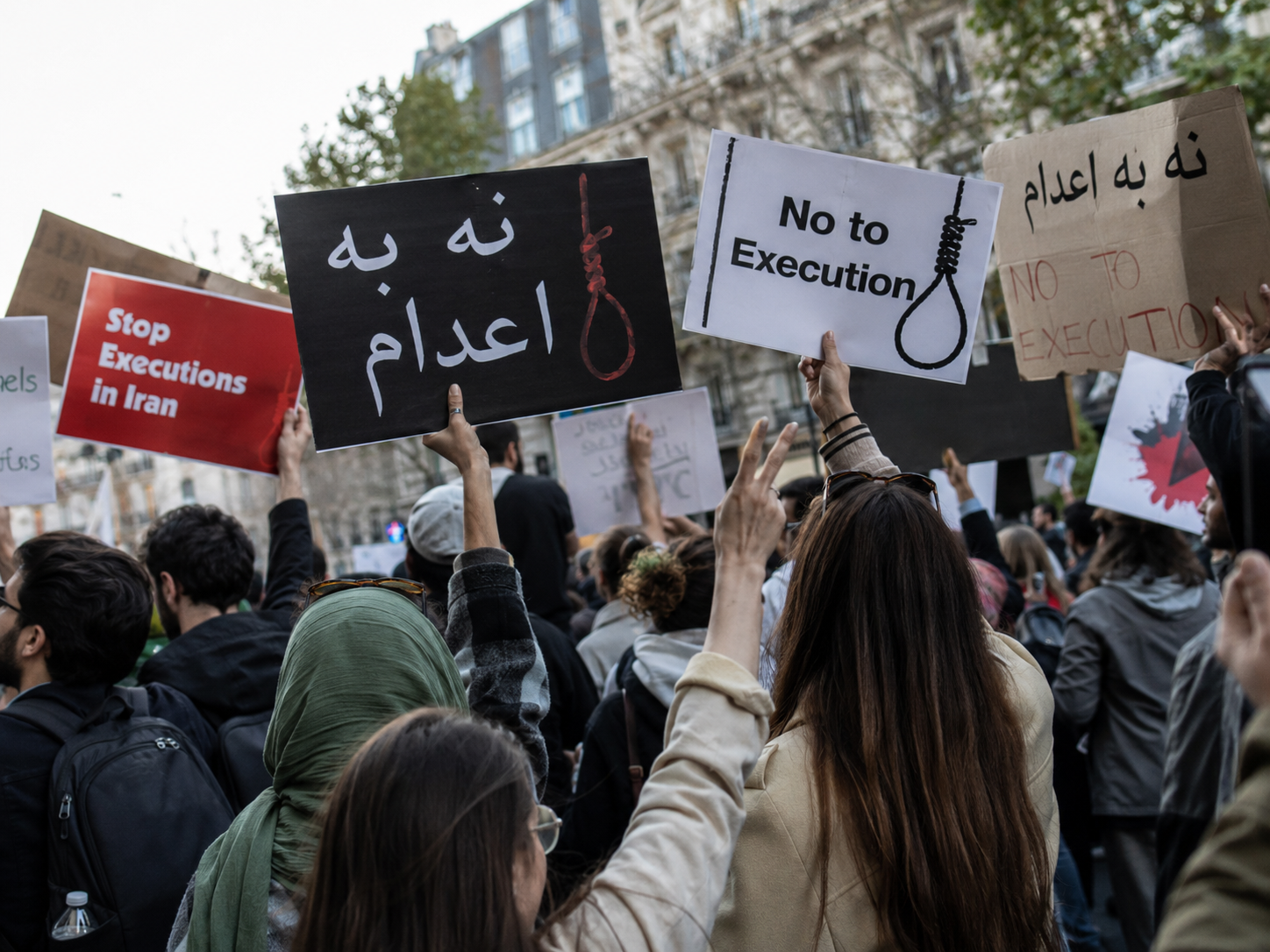Symbolisches Foto: Eine Demonstration gegen die Hinrichtungen in Iran - KI-generiert