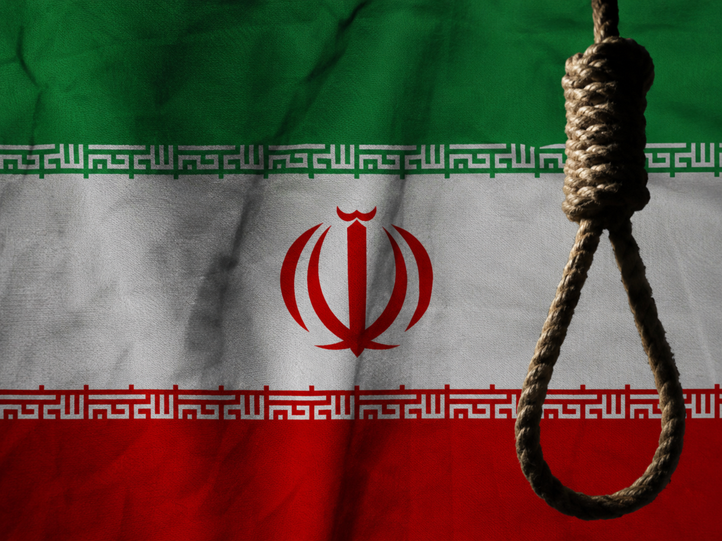 Symbolisches Foto - Hinrichtungsseil und die Flagge der Islamischen Republik Iran