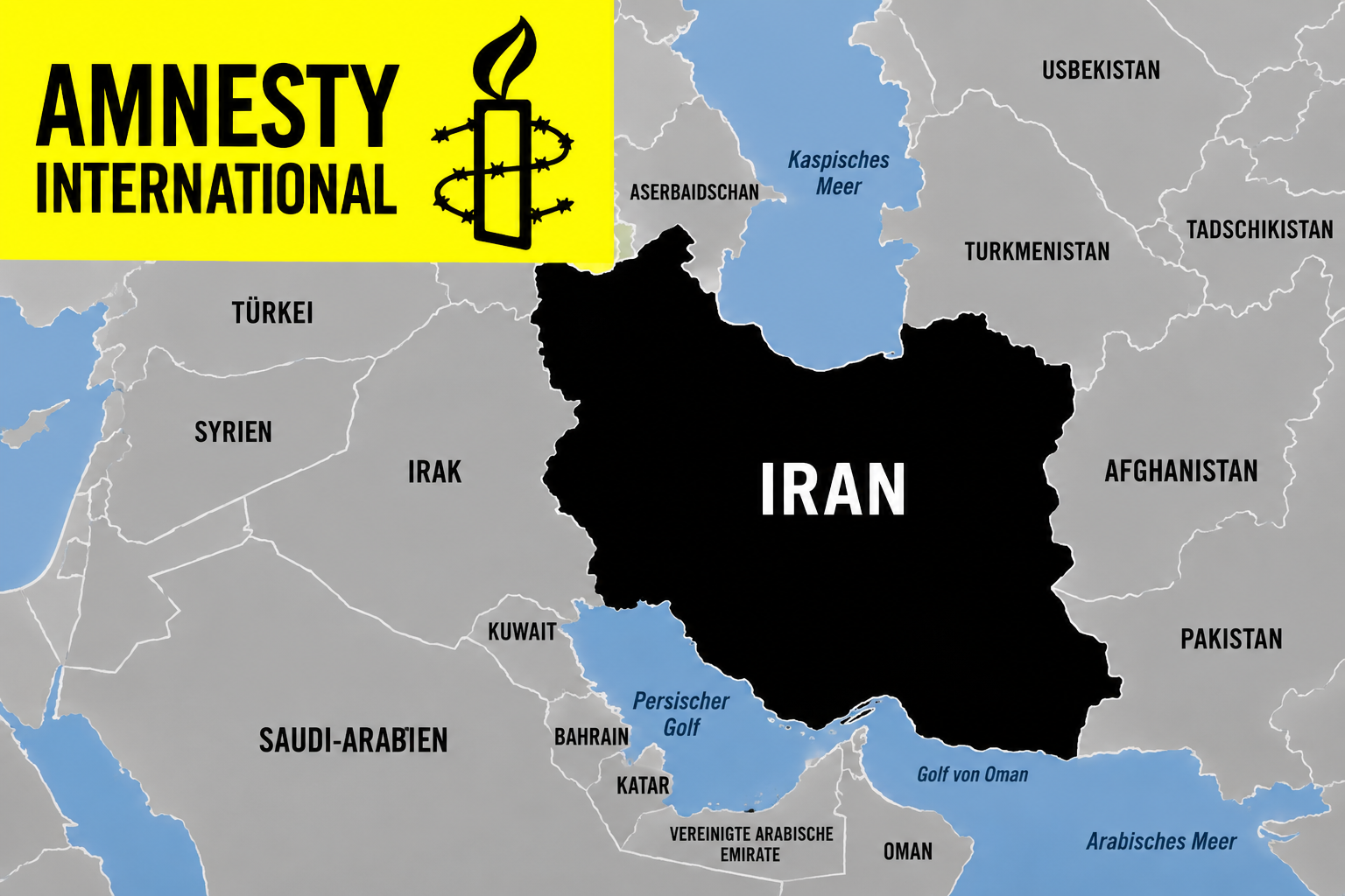 Landkarte Iran mit ai-Logo
