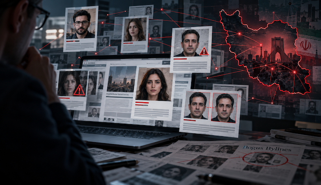 Fotos von erfundene Journalisten, hergestellt mit der künstlichen Intelligenz